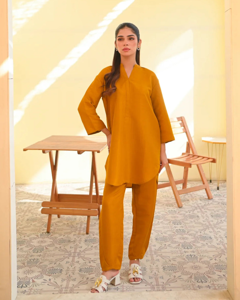 Mustard Two Piece Dress