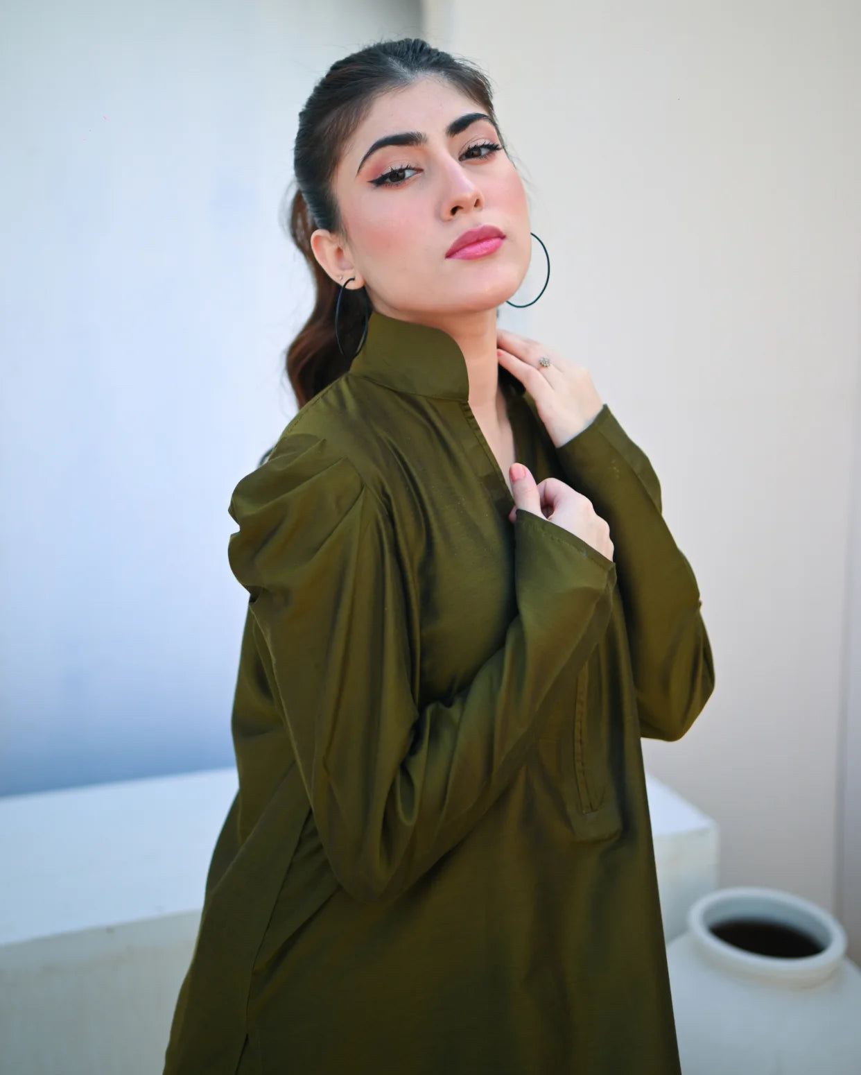 Moss Green Two Piece Dress