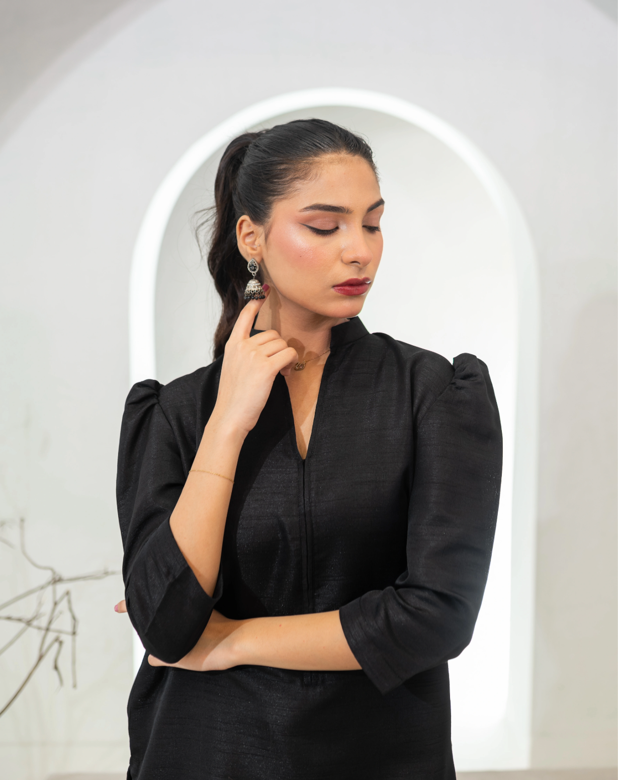 Sable Black Farshi Shalwar Set