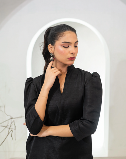 Sable Black Farshi Shalwar Set