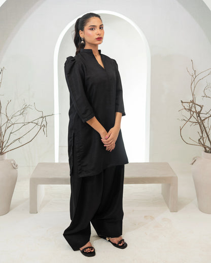 Sable Black Farshi Shalwar Set
