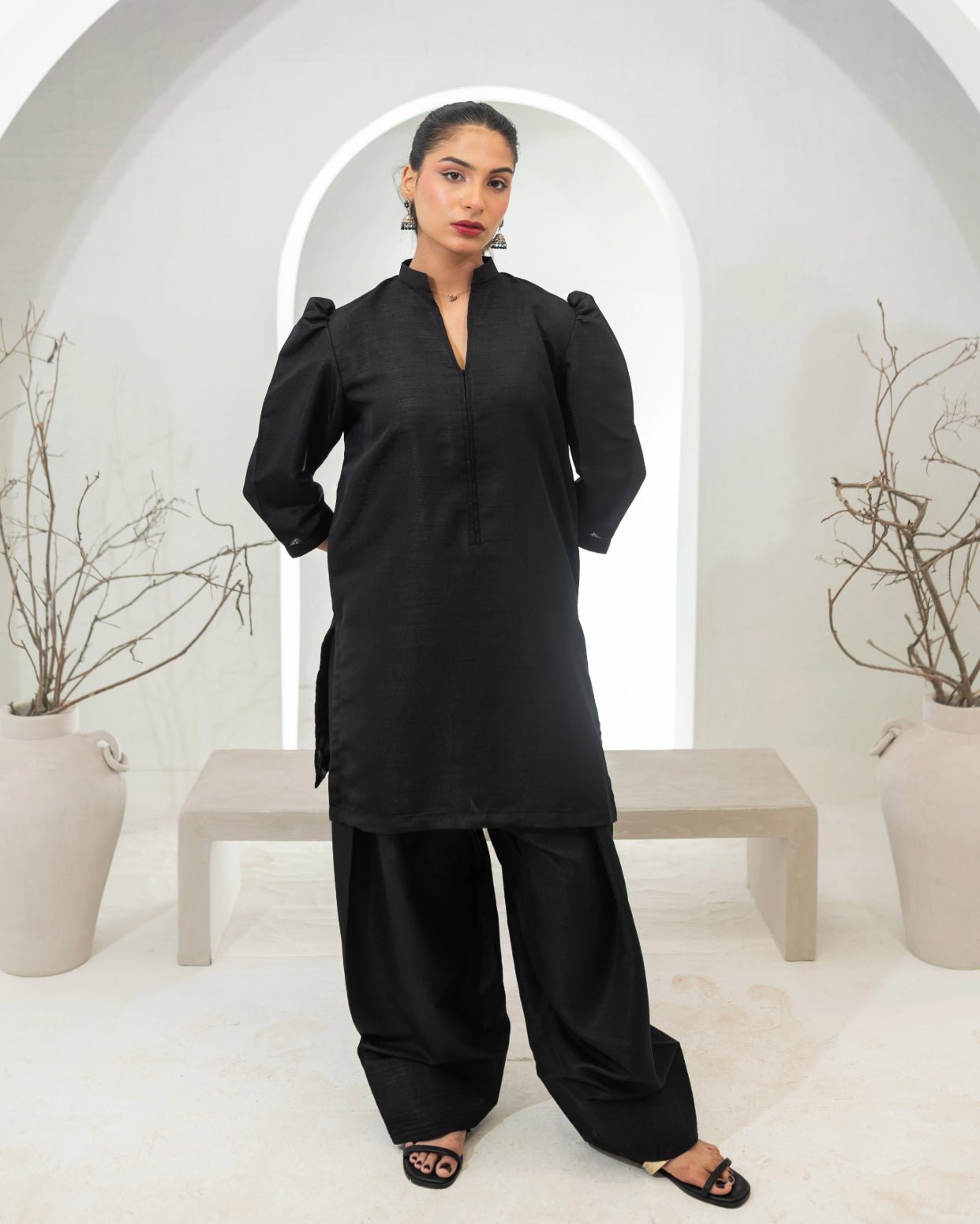 Sable Black Farshi Shalwar Set