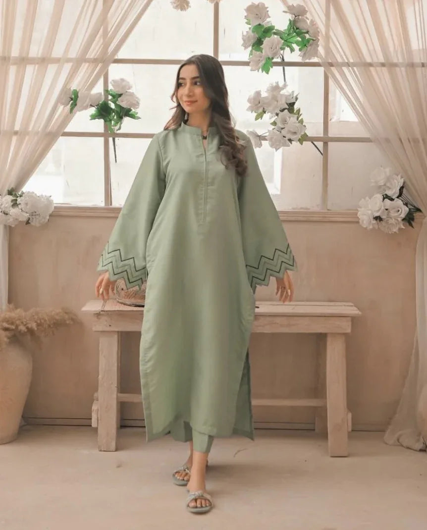 sachin and babi light blue dress Buy Apple Green Embroidered Two Piece Dress Stitched Online Pakistan – ZAUK  STORE